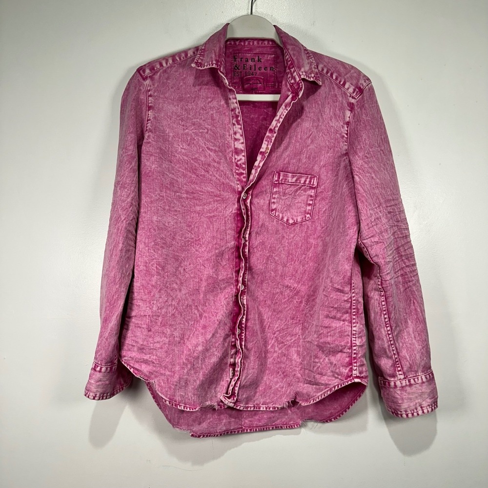Frank & Eileen Women Eileen Button Down XS Pink Acid Boho Western Raw Edge Shirt
